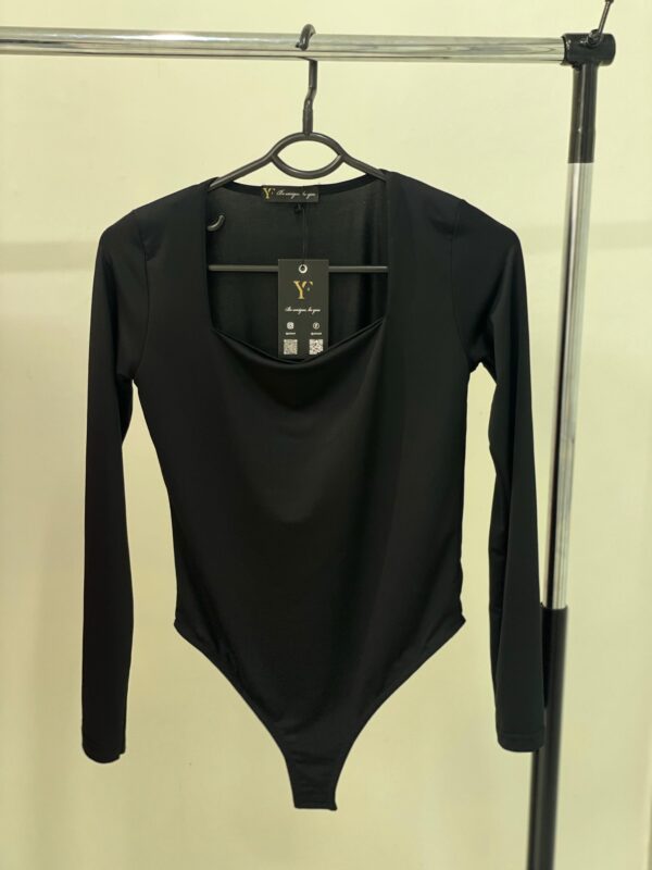Body à manches longues et col carré pour femme
